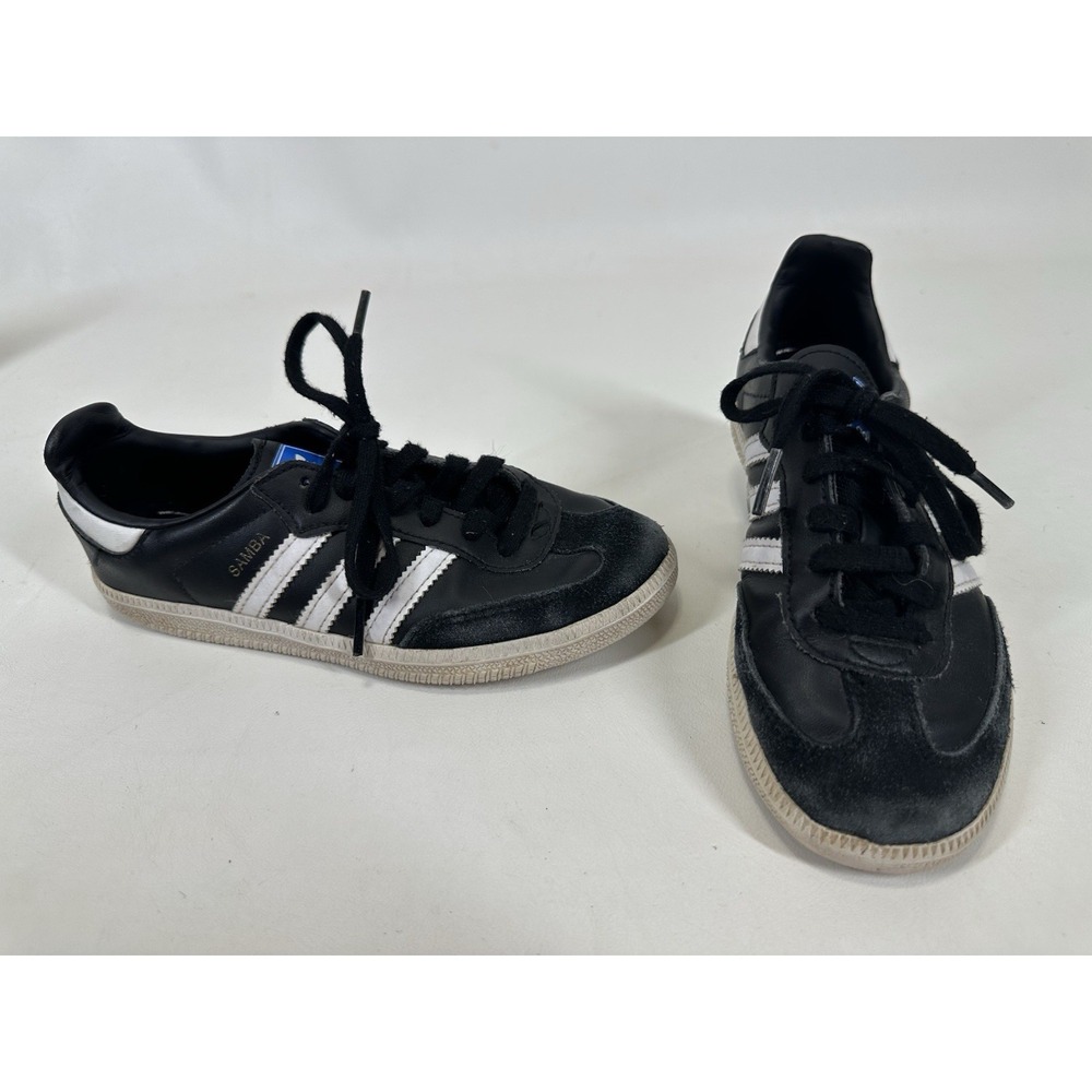 Adidas Samba Youth Size 2.5 Black Soccer Shoes Sneakers White Soles
